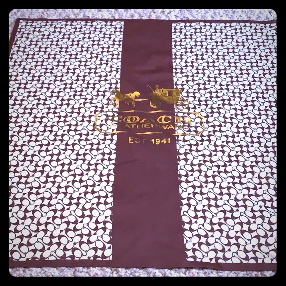 Coach scarf with coach detail and gold logo